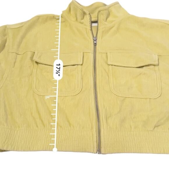 Aerie Neon Green Yellow Corduroy Full Zip Long Sleeve Bomber Jacket Sz M NEW - Picture 7 of 7